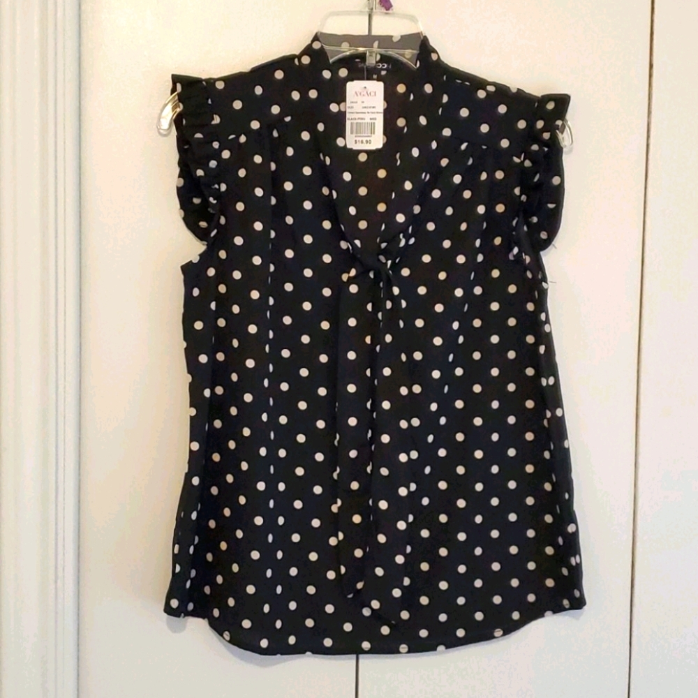 White Polka Dot Top